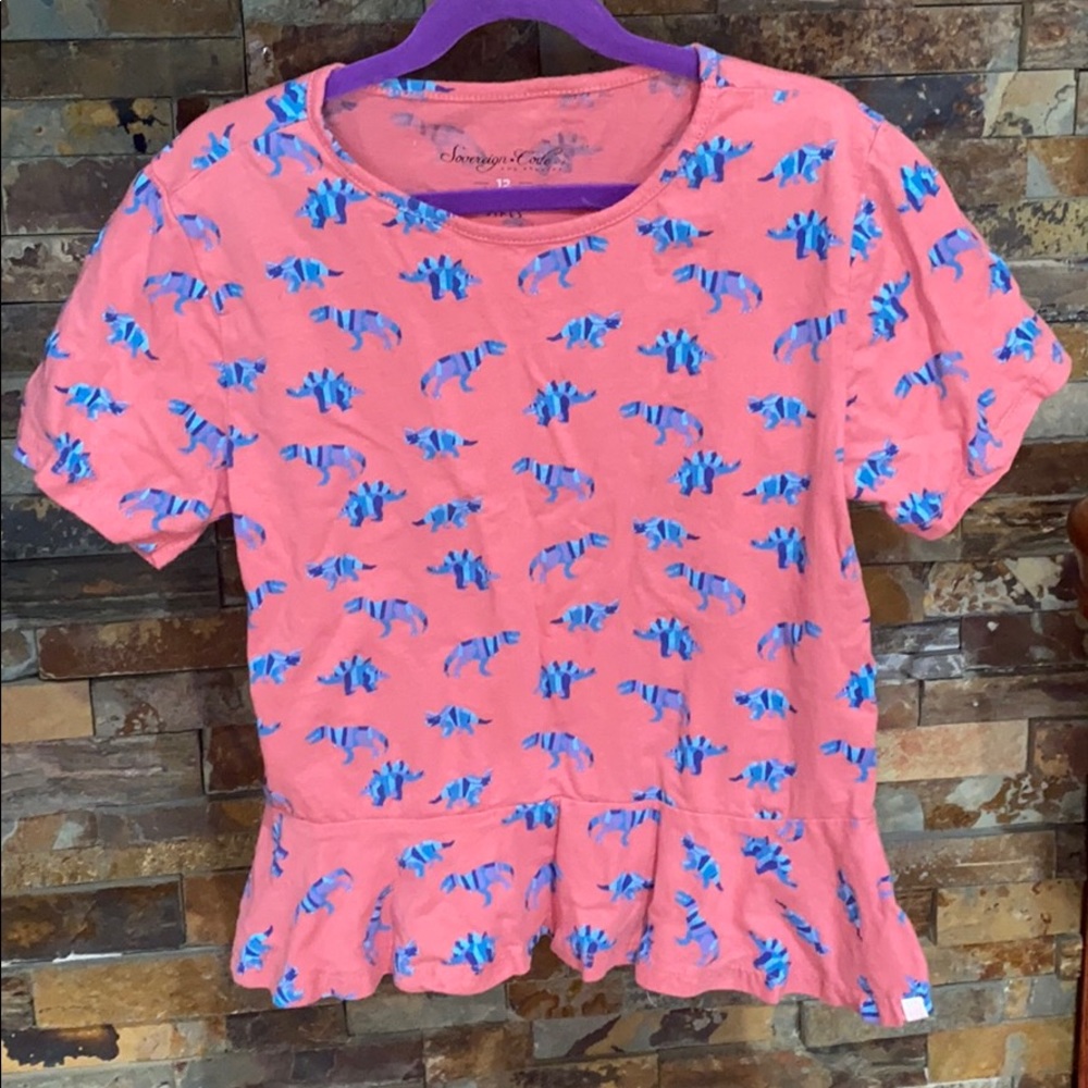 Girls size 12 pink top with dinosaur design!